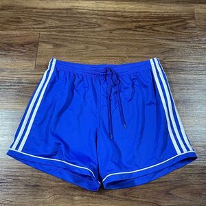 Adidas Climalite Soccer Shorts Blue Drawstring Logo Women’s Size Large